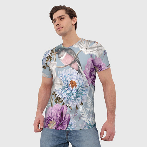 Мужская футболка Цветы Чудесный Весенний Узор / 3D-принт – фото 3