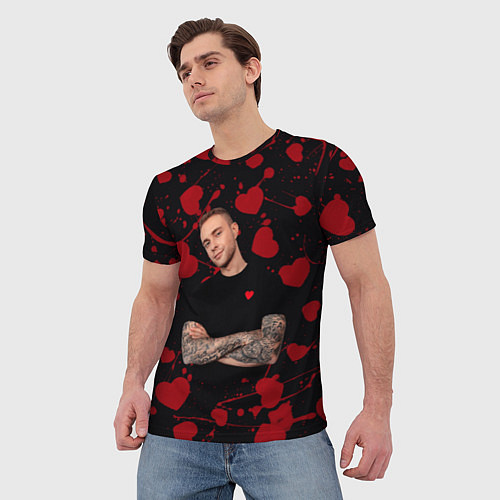Мужская футболка Егор крид egor kreed сердечки / 3D-принт – фото 3