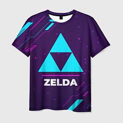Футболка мужская Символ Zelda в неоновых цветах на темном фоне, цвет: 3D-принт