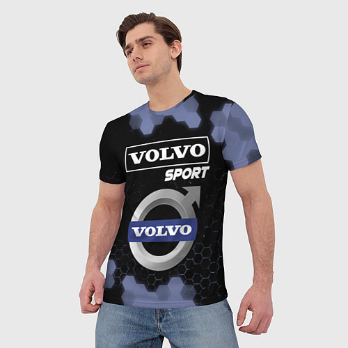 Мужская футболка VOLVO Sport Соты / 3D-принт – фото 3