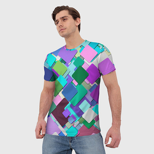 Мужская футболка MULTICOLORED SQUARES / 3D-принт – фото 3