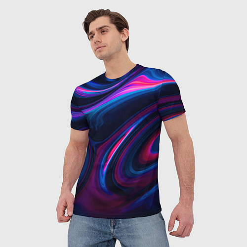 Мужская футболка Неоновые разводы Neon streaks / 3D-принт – фото 3