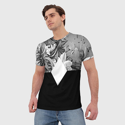 Мужская футболка Черно-белый принт Ромб / 3D-принт – фото 3