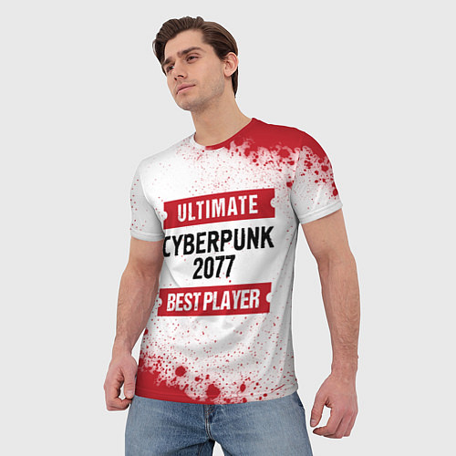 Мужская футболка Cyberpunk 2077: таблички Best Player и Ultimate / 3D-принт – фото 3