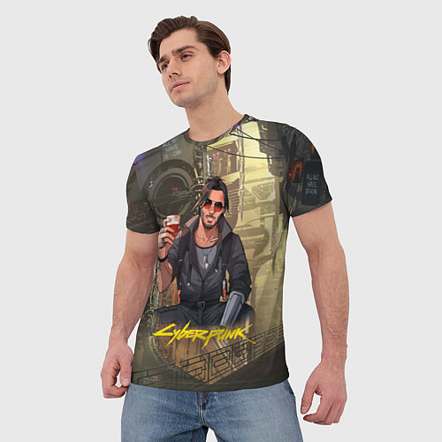Мужская футболка Джонни киберпанк / 3D-принт – фото 3