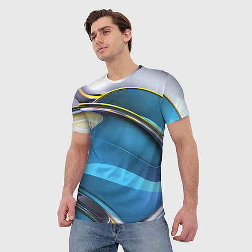 Мужская футболка Абстрактная объёмная композиция Abstract three-dim / 3D-принт – фото 3