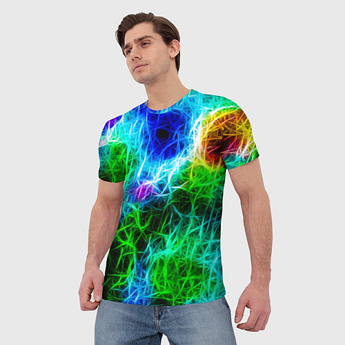Мужская футболка ПЕРЕПЛЕТЕННЫЕ ЦВЕТНЫЕ УЗОРЫ / 3D-принт – фото 3