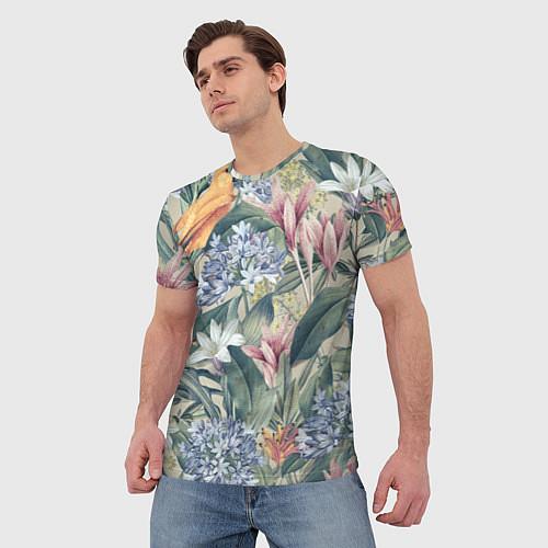 Мужская футболка Цветы Лилии и Агапантус / 3D-принт – фото 3