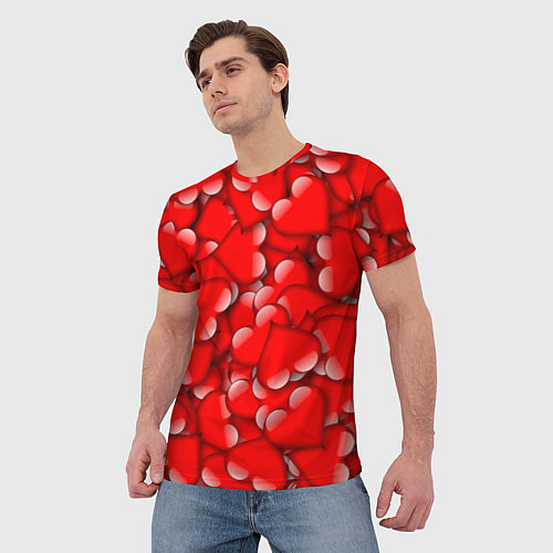 Мужская футболка LOVING HEARTS / 3D-принт – фото 3