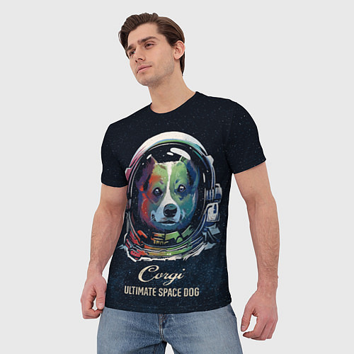 Мужская футболка Корги Космонавт Corgi Space Dog / 3D-принт – фото 3