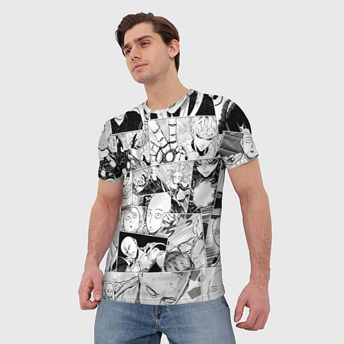 Мужская футболка Ванпанчмен паттерн / 3D-принт – фото 3
