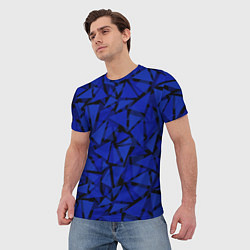 Футболка мужская Синие треугольники-геометрический узор, цвет: 3D-принт — фото 2