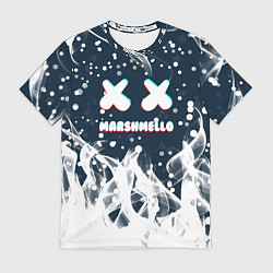 Футболка мужская Marshmello белый огонь, цвет: 3D-принт