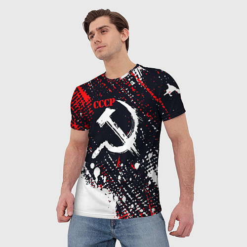 Мужская футболка USSR - СССР - СЕРП И МОЛОТ - КРАСКА / 3D-принт – фото 3
