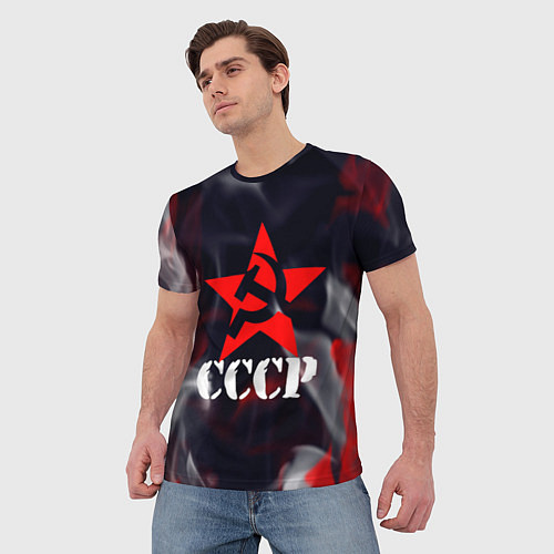 Мужская футболка Ссср - серп и молот - звезда - пламя / 3D-принт – фото 3