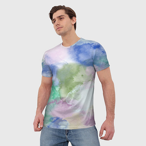 Мужская футболка Акварельная текстура / 3D-принт – фото 3