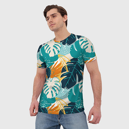 Мужская футболка Летние зелёные тропики Пальма Tropical / 3D-принт – фото 3