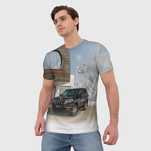 Мужская футболка Тoyota Land Cruiser Prado у горного коттеджа Mount / 3D-принт – фото 3