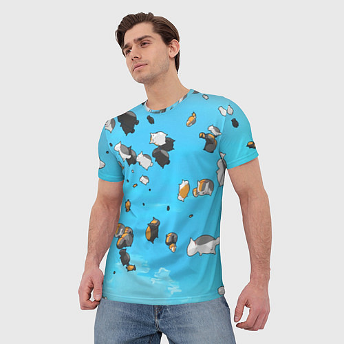 Мужская футболка Летающие котики Екаи Тетрадь дружбы Нацумэ / 3D-принт – фото 3