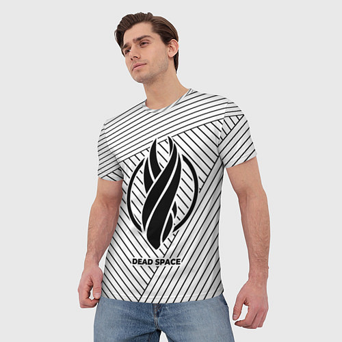 Мужская футболка Символ Dead Space на светлом фоне с полосами / 3D-принт – фото 3