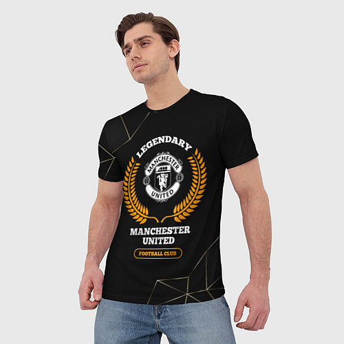 Мужская футболка Лого Manchester United и надпись Legendary Footbal / 3D-принт – фото 3