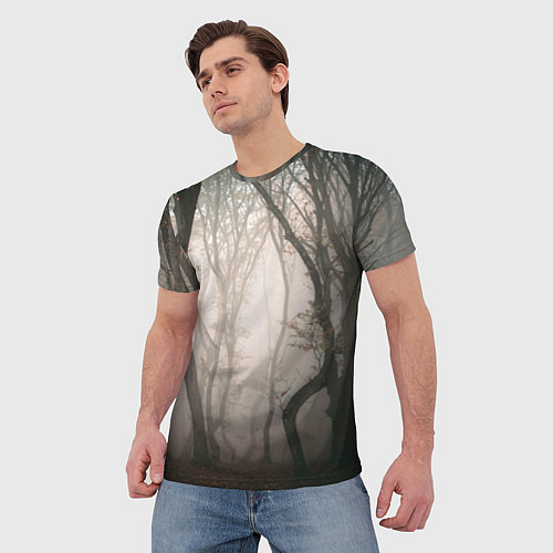 Мужская футболка Лес Туман / 3D-принт – фото 3