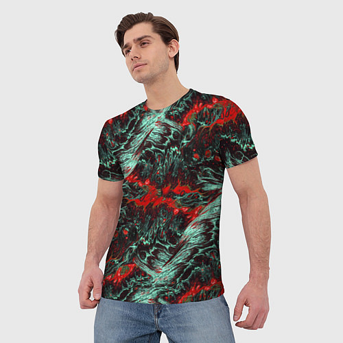 Мужская футболка Красно-Белая Вулканическая Лава / 3D-принт – фото 3