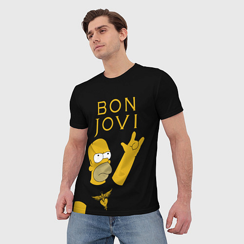 Мужская футболка Bon Jovi Гомер Симпсон Рокер / 3D-принт – фото 3