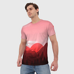 Футболка мужская Закат в горах в розовых тонах, цвет: 3D-принт — фото 2