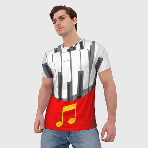 Мужская футболка Клавиши фортепиано как картошка фри / 3D-принт – фото 3