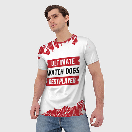 Мужская футболка Watch Dogs: красные таблички Best Player и Ultimat / 3D-принт – фото 3