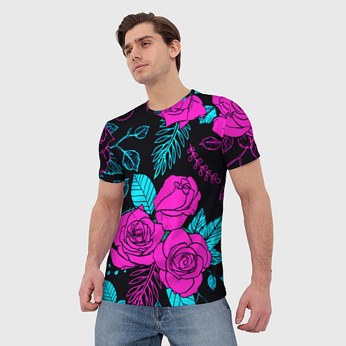 Мужская футболка Авангардный паттерн из роз Лето / 3D-принт – фото 3