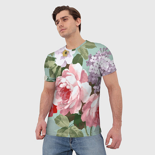Мужская футболка Букет роз Лето / 3D-принт – фото 3