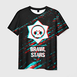 Футболка мужская Brawl Stars в стиле Glitch Баги Графики на темном, цвет: 3D-принт