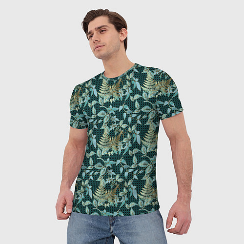 Мужская футболка Листья в 3D абстракция / 3D-принт – фото 3