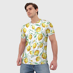 Футболка мужская Лимоны Нарисованные Акварелью, цвет: 3D-принт — фото 2