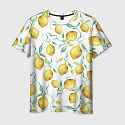 Футболка мужская Лимоны Нарисованные Акварелью, цвет: 3D-принт