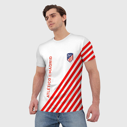 Мужская футболка Atletico madrid красные полосы / 3D-принт – фото 3