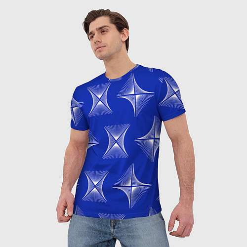 Мужская футболка ABSTRACT PATTERN ON A BLUE BACKGROUND / 3D-принт – фото 3