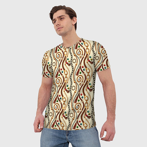 Мужская футболка Ремни и драгоценные камни / 3D-принт – фото 3