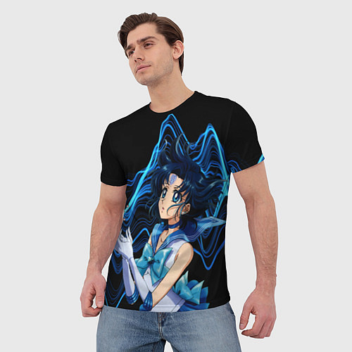 Мужская футболка Сейлор Меркурий -гениальная школьница / 3D-принт – фото 3