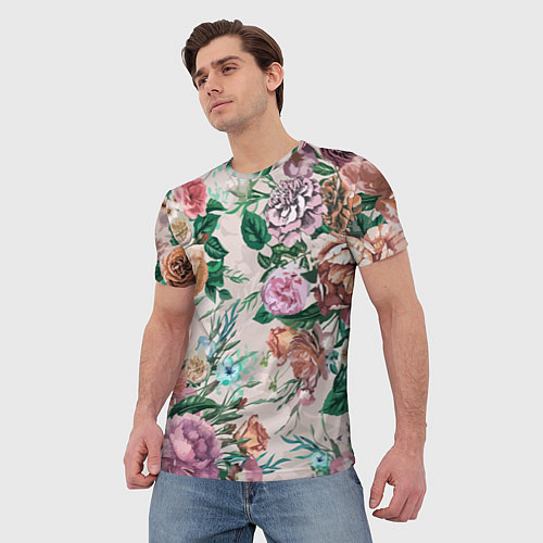 Мужская футболка Color floral pattern Expressionism Summer / 3D-принт – фото 3