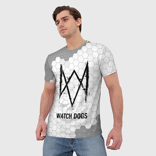 Мужская футболка Watch Dogs Glitch на темном фоне FS / 3D-принт – фото 3