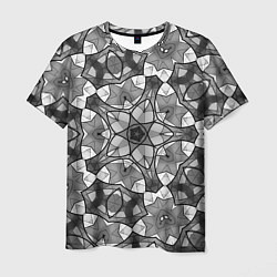 Футболка мужская Черно-белый геометрический мозаичный узор, цвет: 3D-принт
