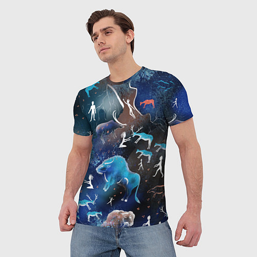 Мужская футболка Альтернативная Альтамира синяя / 3D-принт – фото 3
