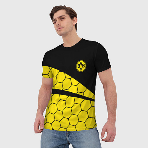 Мужская футболка Боруссия - borussia желтые соты / 3D-принт – фото 3
