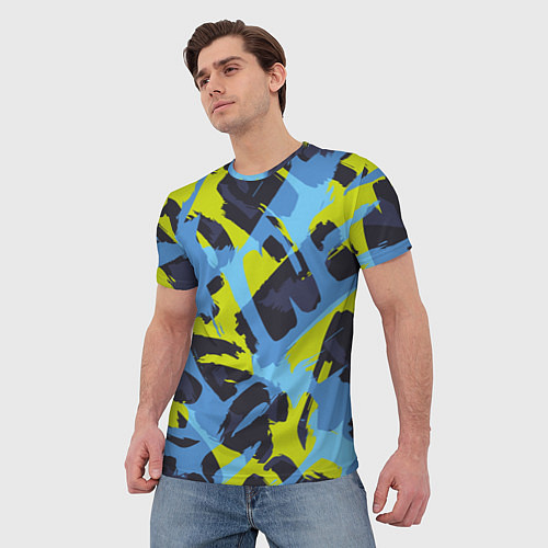 Мужская футболка Сине-салатовая абстракция / 3D-принт – фото 3