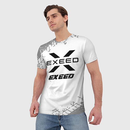 Мужская футболка Exeed Speed на светлом фоне со следами шин / 3D-принт – фото 3