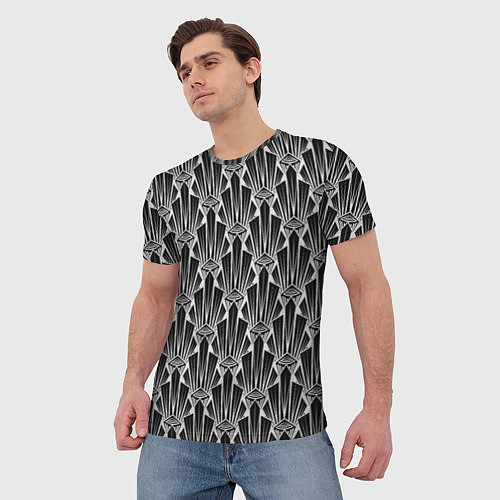 Мужская футболка Черно-белый модный геометрический узор арт деко / 3D-принт – фото 3
