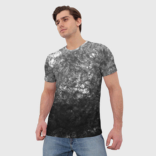 Мужская футболка Текстура камня черно-белый узор / 3D-принт – фото 3